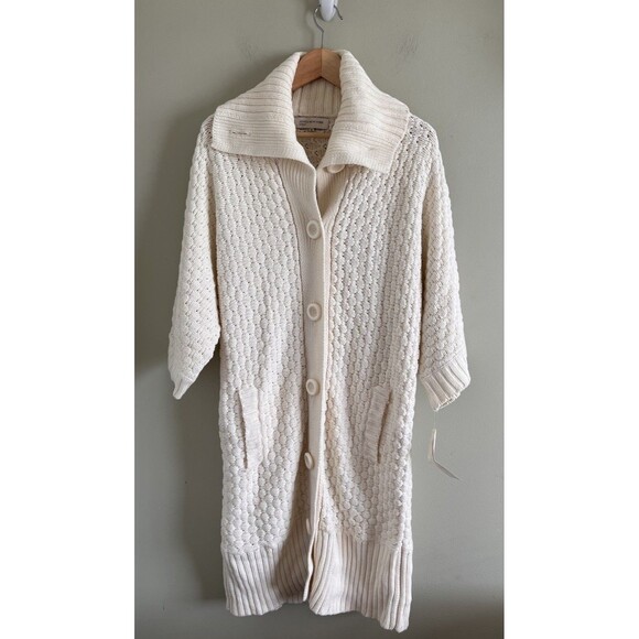 NWT Jones New York Sport Shawl Collar Ribbed Chunky Cardigan Womens Size M Ivory - Picture 1 of 7